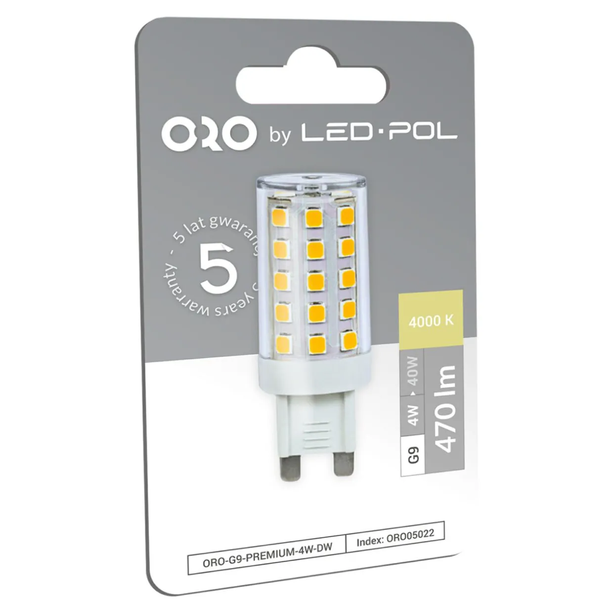 Żarówka LED barwa neutralna G9 4W ORO-G9-PREMIUM-4W-DW