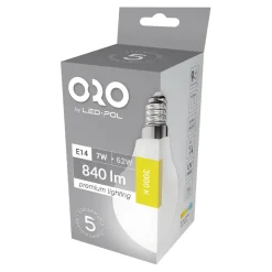 Żarówka LED E14 7W barwa ciepła ORO-PREMIUM-E14-G45-7W-XP