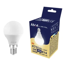 Żarówka LED E14 4,9W barwa neutralna AMM-E14-G45-4,9W-DW
