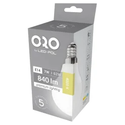 Żarówka LED E14 7W barwa neutralna ORO-PREMIUM-E14-G45-7W-XP