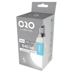 Żarówka LED E14 7W barwa zimna ORO-PREMIUM-E14-G45-7W-XP