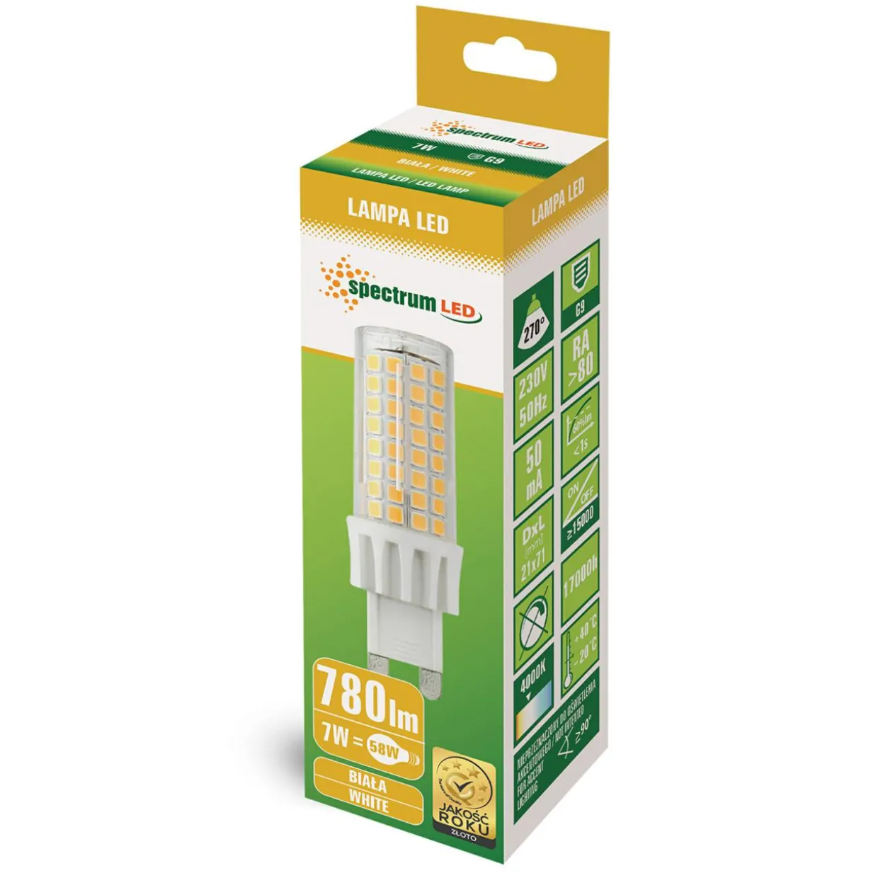 Żarówka LED G9 7W barwa neutralna SMD SPECTRUM