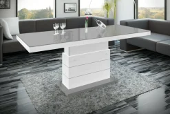 Ława rozkładana MATERA LUX połysk szara / biała