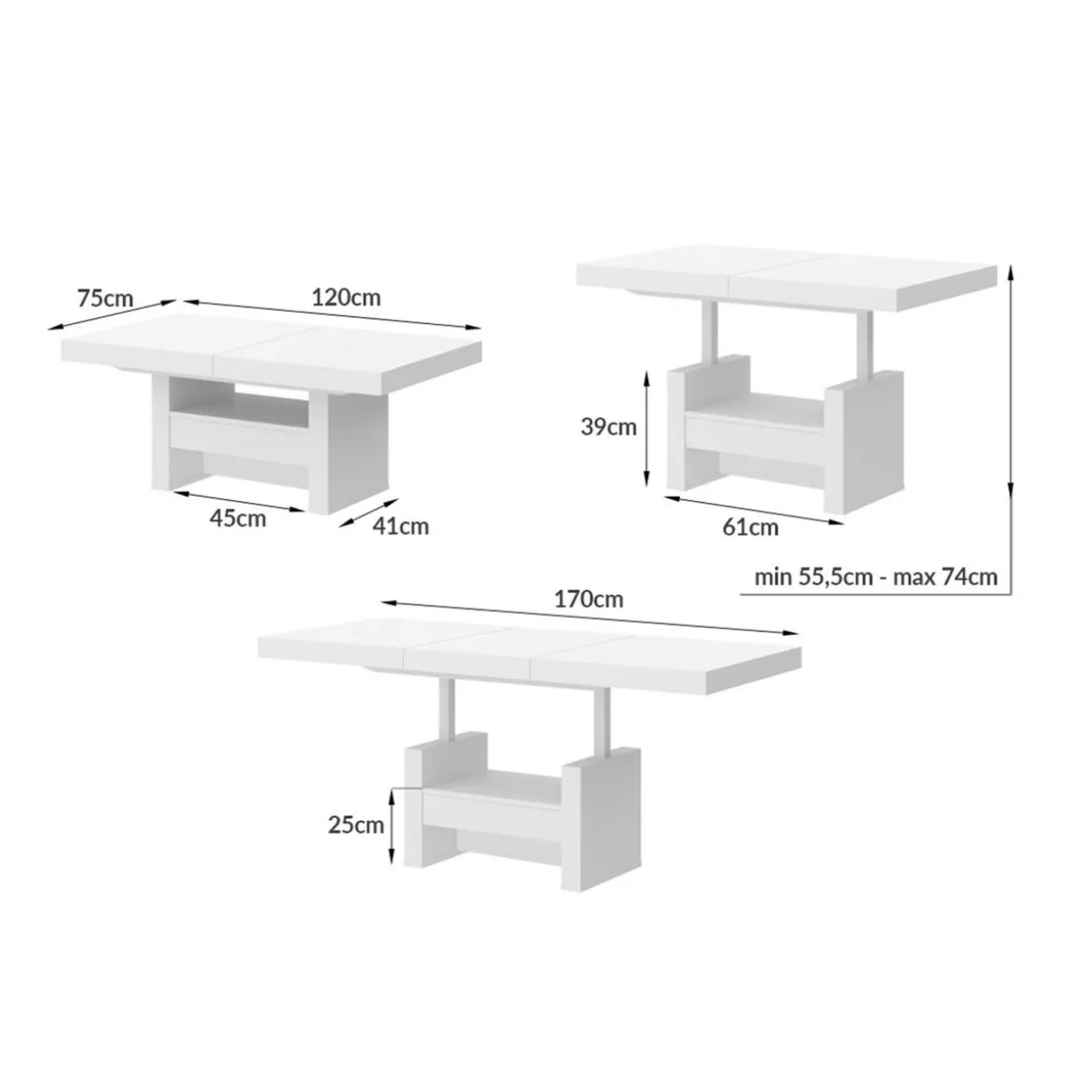 Ławostół z szufladą AVERSA LUX połysk czarny / biały