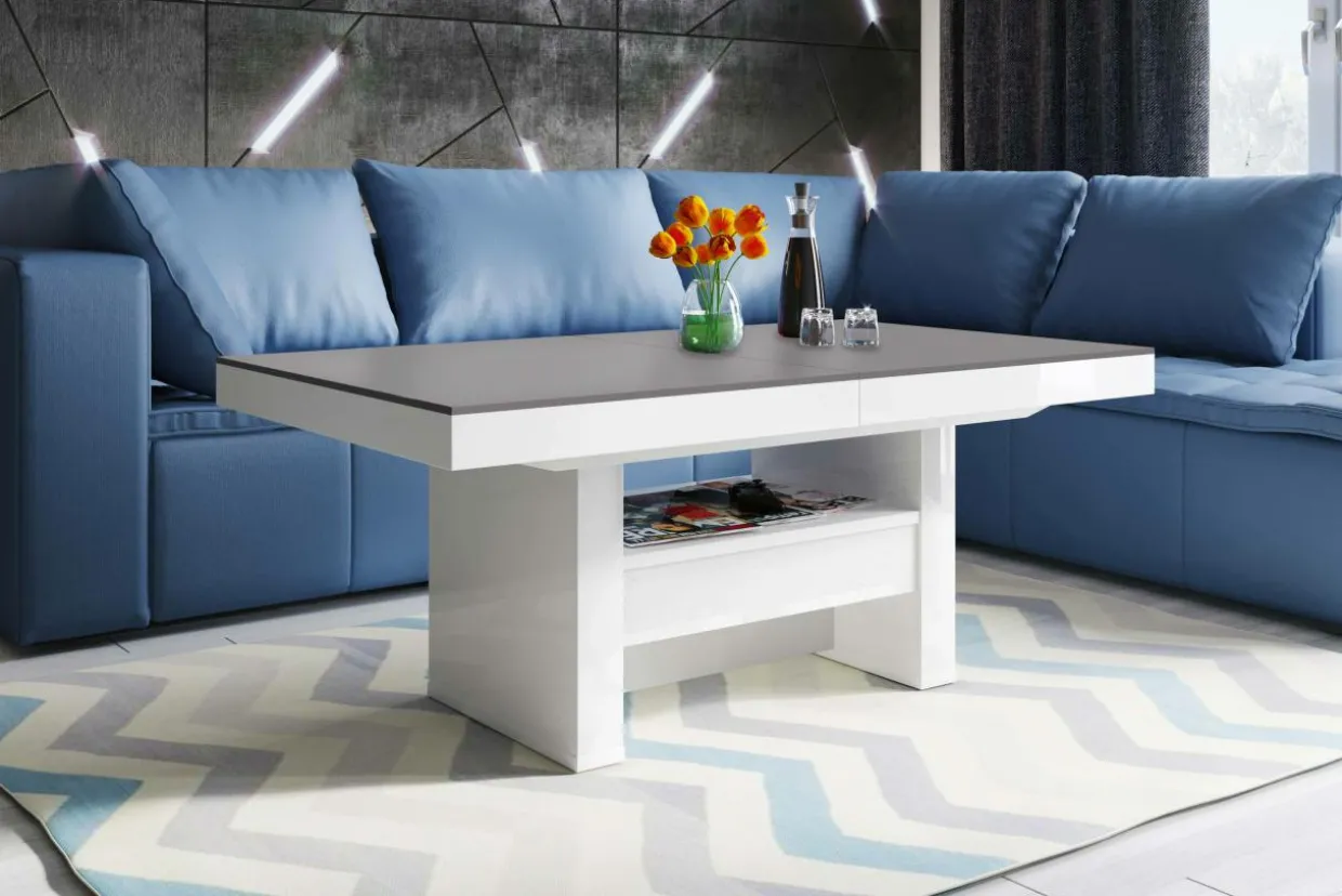 Ławostół z szufladą AVERSA LUX MAT szary / biały