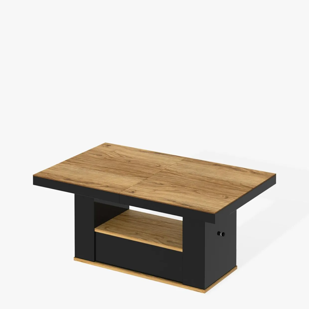 Ławostół z szufladą MALAGA LAMI dąb pradawny / czarny połysk 120-170 cm