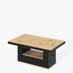 Ławostół z szufladą MALAGA LAMI dąb artisan / czarny połysk 120-170 cm