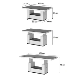 Ławostół z szufladą MALAGA PRINT połysk nadruk marmur / biały
