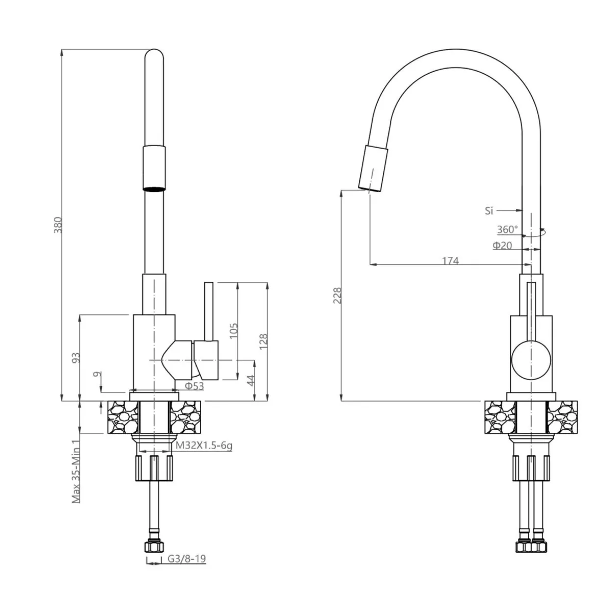 Bateria kuchenna z elastyczną wylewką czarno-złota QUADRON