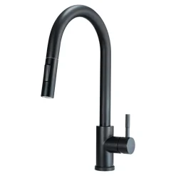 Bateria stojąca z wyciąganą wylewką czarna LIMA