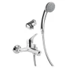 Bateria wannowa ścienna z zestawem prysznicowym chrom JOKO
