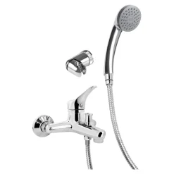 Bateria wannowa ścienna z zestawem prysznicowym chrom JOKO