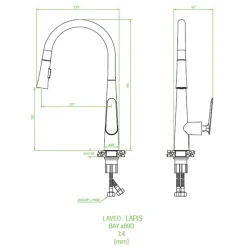 Bateria zlewozmywakowa U z wyciąganą wylewką LAVEO LAPIS chrom