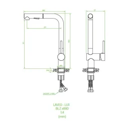 Bateria zlewozmywakowa z wyciąganą wylewką LAVEO LUX czarna