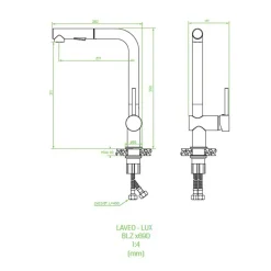 Bateria zlewozmywakowa z wyciąganą wylewką LAVEO LUX chrom