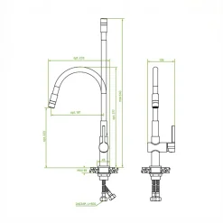 Bateria zlewozmywakowa z elastyczną wylewką 2 strumienie LAVEO LEX nikiel szczotkowany