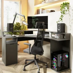 Biurko narożne szare CARBON