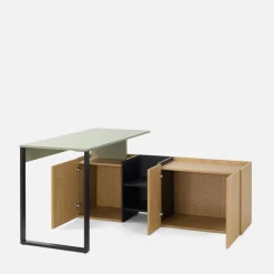 Biurko z komodą zielone SERGIO