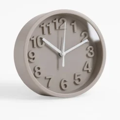 Budzik okrągły beżowy 13,1 cm