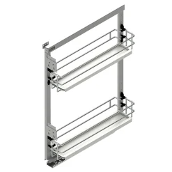 Cargo podblatowe boczne do szafki 15 cm, front wysuwny, srebrno-białe