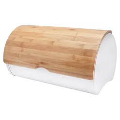 Chlebak metalowy z bambusową pokrywą