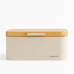 Chlebak z bambusową pokrywą kremowy CAPRI 30,5x17,5x15 cm