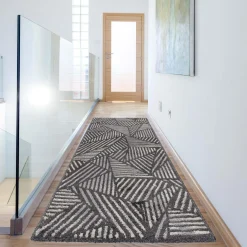 Chodnik geometryczny antracytowy NORWAY 67x160 cm