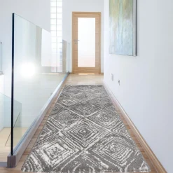 Chodnik szary w kwadraty NORWAY 67x160 cm