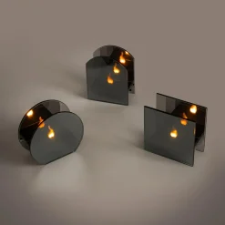 Dekoracja LED przydymione szkło KOMINEK 9x5x11 cm