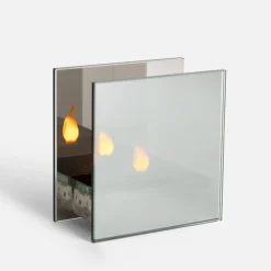 Dekoracja LED przydymione szkło KOMINEK 10x5x10 cm