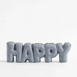 Dekoracja napis HAPPY szary