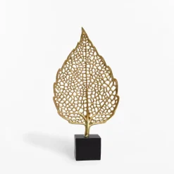 Dekoracja stojąca czarno-złota LIŚĆ