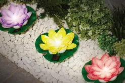 Dekoracja zewnętrzna solarna LED IP44 fioletowa KWIAT LOTOSU