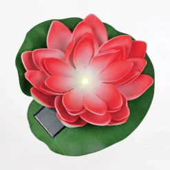 Dekoracja zewnętrzna solarna LED IP44 czerwona KWIAT LOTOSU