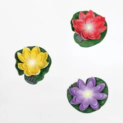 Dekoracja zewnętrzna solarna LED IP44 czerwona KWIAT LOTOSU