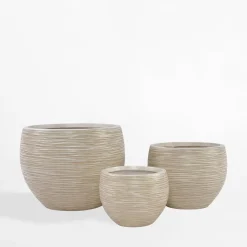 Donica ogrodowa okrągła beżowa 22 cm