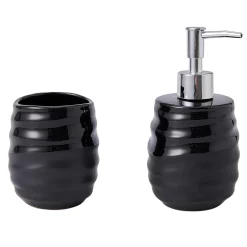 Dozownik do mydła ceramiczny czarny 17 cm
