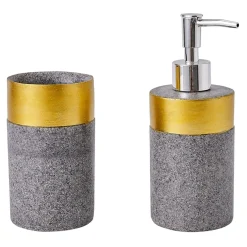 Dozownik do mydła wzór piasek szaro-złoty 16,8 cm