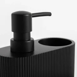 Dozownik z pojemnikiem ryflowany czarny