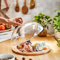 Drewniana deska na sery z kloszem SOPHIE 33,5 cm