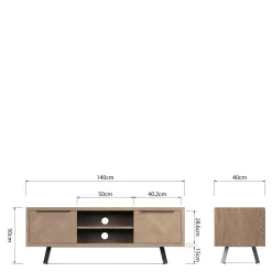 Drewniana szafka RTV z frontem w jodełkę KASTENOS