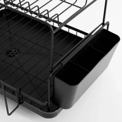 Dwupoziomowa suszarka na naczynia czarna 44,3x33x26,8 cm