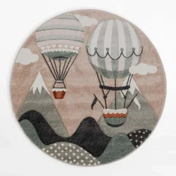 Dywan BOND KIDS, balony, beżowo-zielony, okrągły, 120 cm