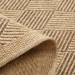 Dywan geometryczny DHAKA, czarno-beżowy, 80x150 cm