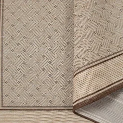 Dywan geometryczny z ramką LOTUS, beżowy, 160x230 cm