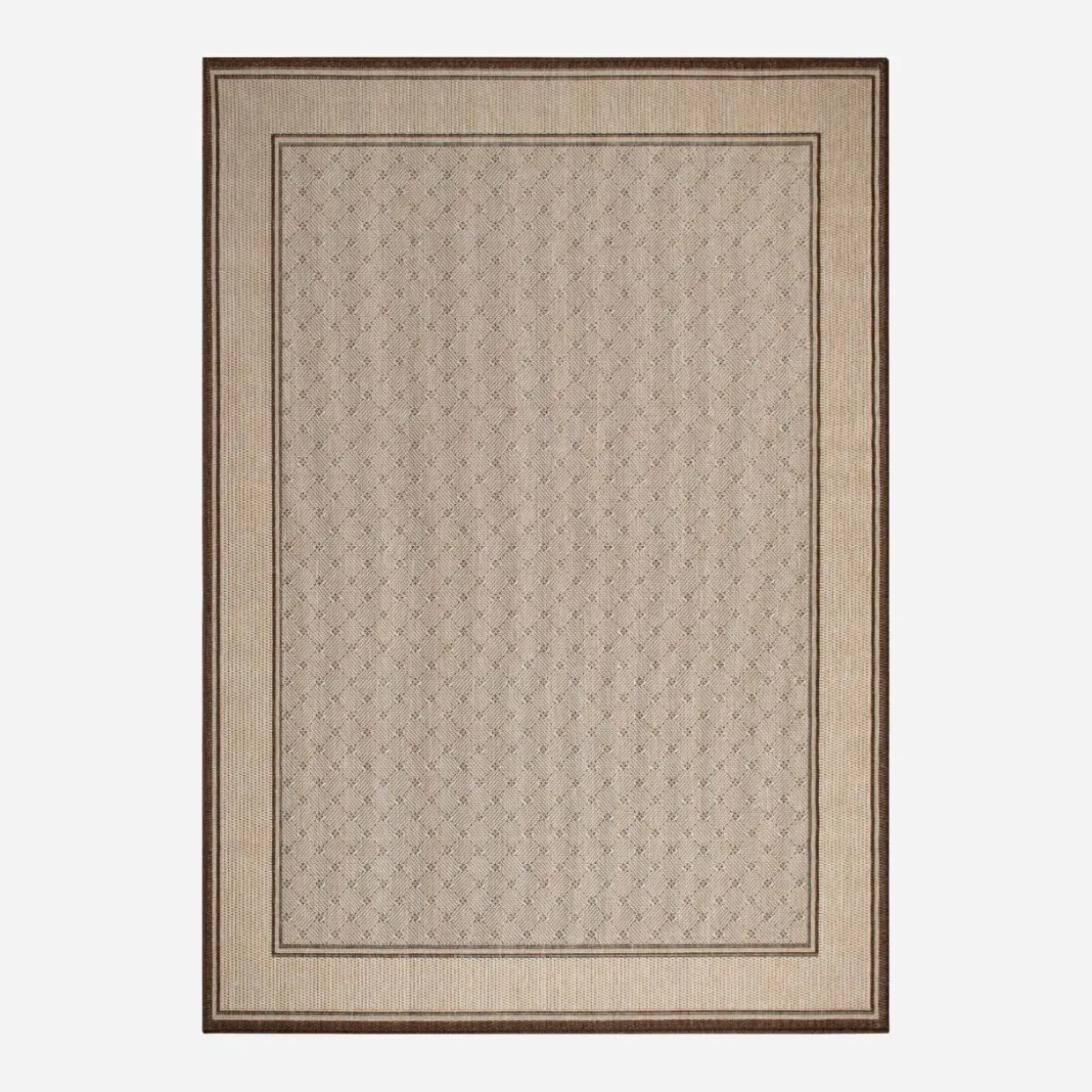 Dywan geometryczny z ramką LOTUS, beżowy, 120x170 cm