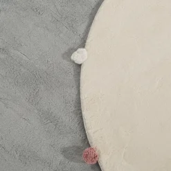 Dywan okrągły z pomponami ivory 120 cm