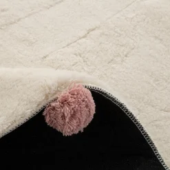 Dywan okrągły z pomponami ivory 120 cm