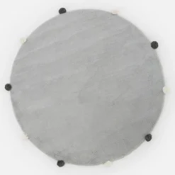 Dywan okrągły z pomponami szary 120 cm