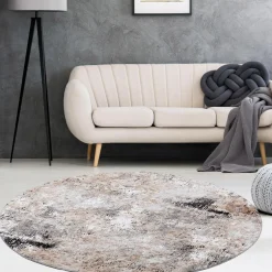 Dywan retro VISION, szaro-beżowy, okrągły, 120 cm